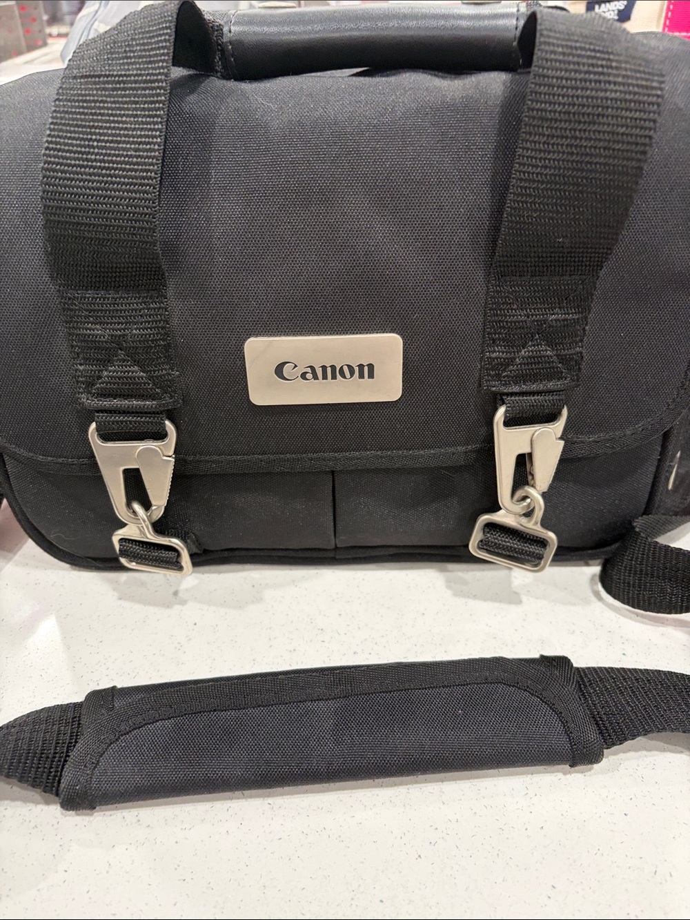 Canon Black Messenger Camera Bag with Metal Buckles